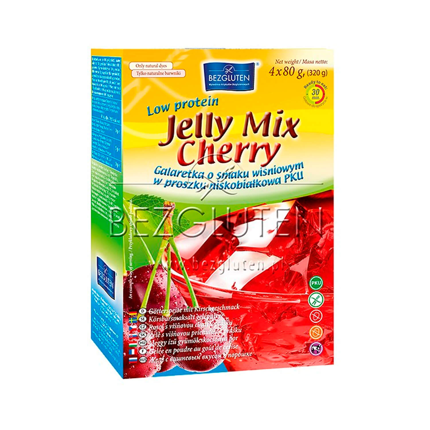 Želé ovocné višňové v prášku nízkobielkovinové PKU 320g